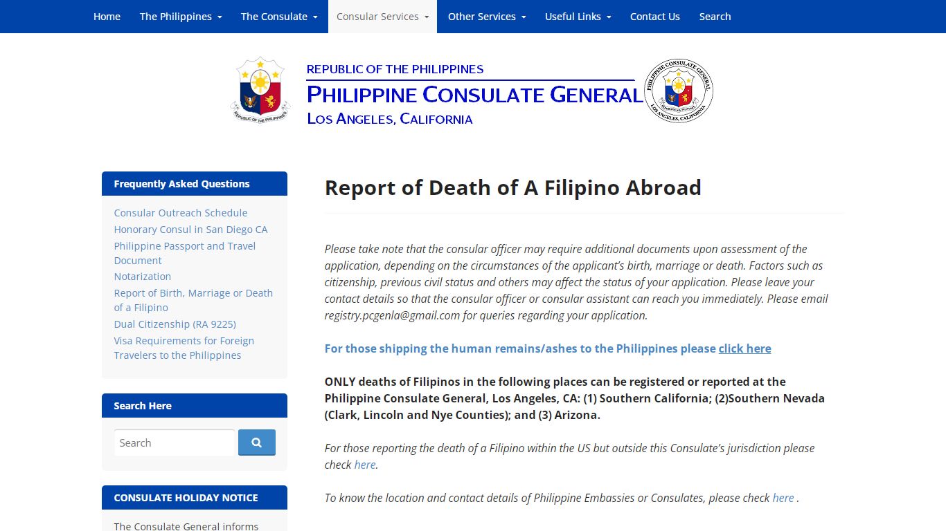 Report of Death of A Filipino Abroad – Philippine ...
