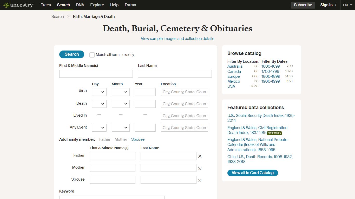 Death, Burial, Cemetery & Obituaries - Ancestry